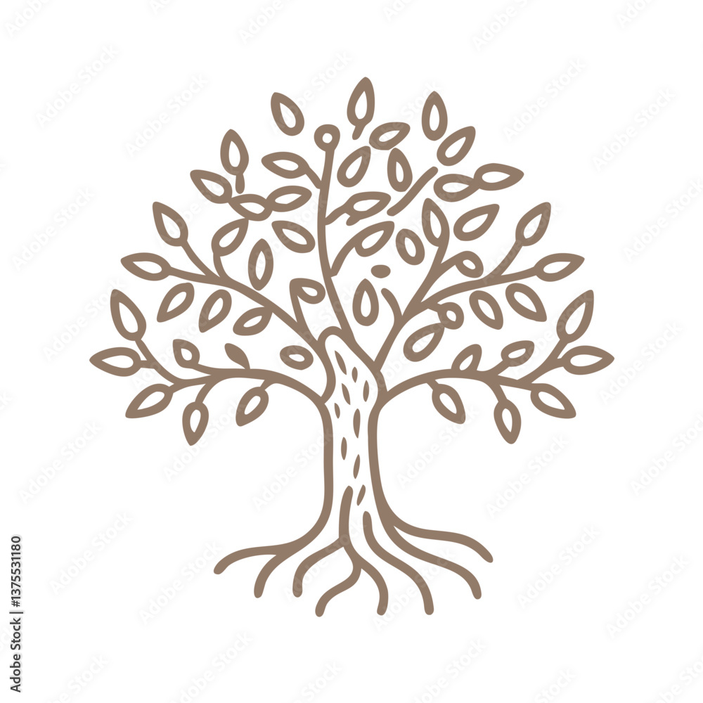 Fototapeta premium Stylized Mastic Tree Vector Illustration