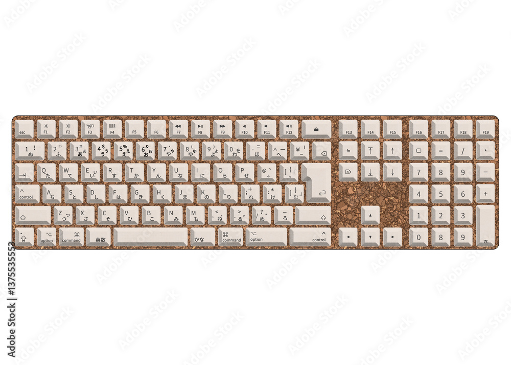 JISキーボード JIS規格のパソコン用キーボードのイラスト コルク 3D