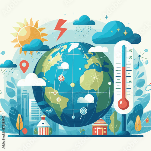 meteorology, weather, earth, climate, cloud, background, world, nature, forecast, environment, temperature, season, illustration, rain, march, vector, poster, meteorological, snowflake, world meteorol