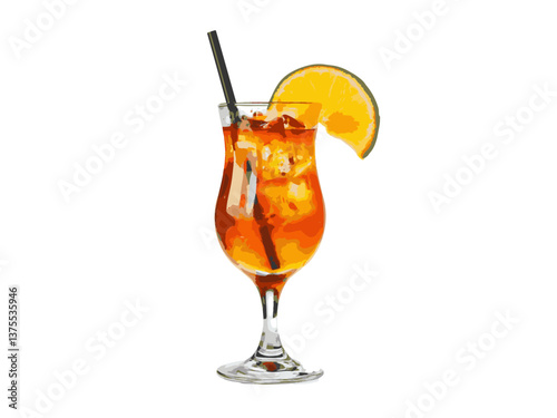 Simple Detailed Cocktail Side View – Classic Refreshing Drink Illustration