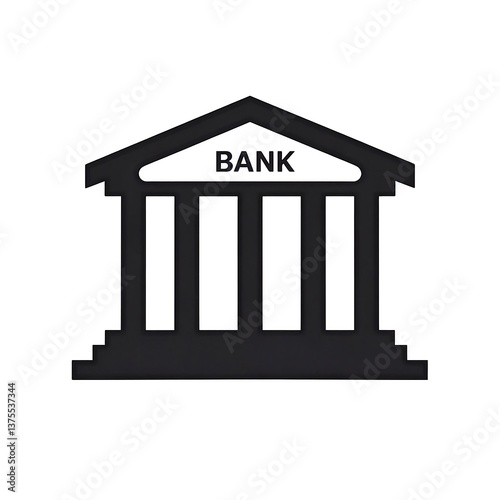 A classically styled bank icon with a triangular building on upright pillars.
