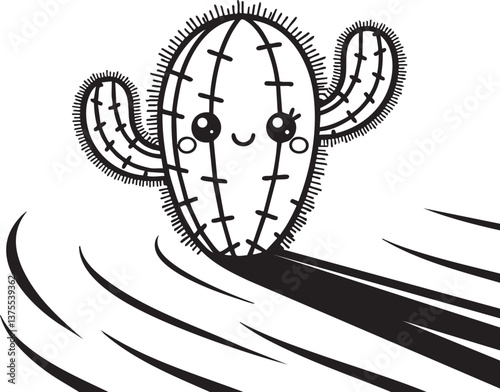 A cute cactus with long shadow.ai