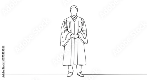 A pastor depicted in a single-line drawing style