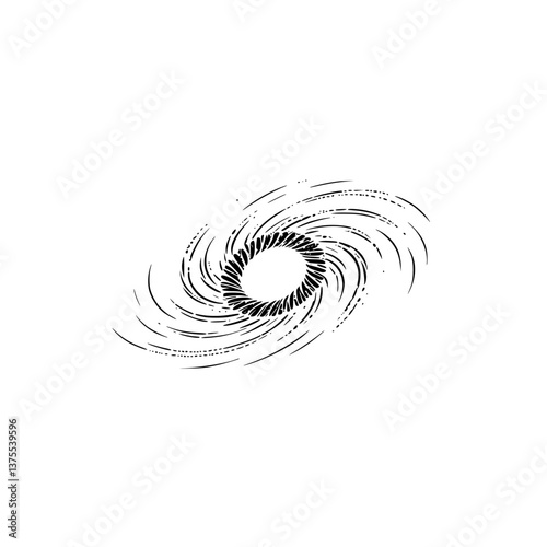 Swirling Abstract Circle Design, Minimalist Black & White Illustration