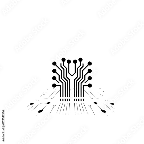 Minimalist Circuit Board Design, Technology Abstract, White Background