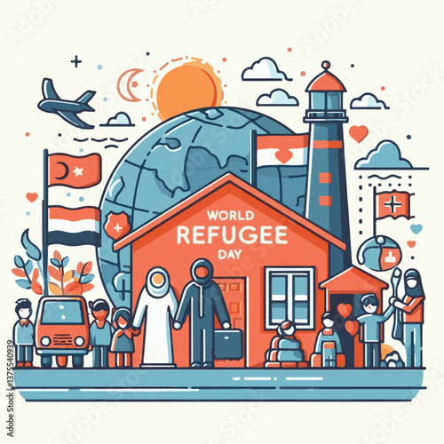 refugee, humanitarian, war, crisis, help, immigrant, international, people, migrant, world, human, rights, support, background, vector, conflict, freedom, silhouette, immigration, concept, rescue, lif