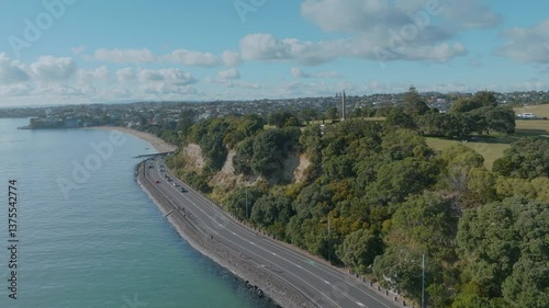 Wallpaper Mural Aerial view of Michael Joseph Savage Memorial. People visit the park to reflect and enjoy the views of the city skyline and harbour. BASTION POINT, AUCKLAND, NZ Torontodigital.ca