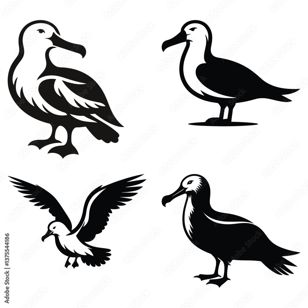 Fototapeta premium Collection of cute bird silhouettes in vector illustration
