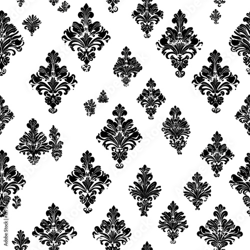 Black And White Damask Seamless Pattern