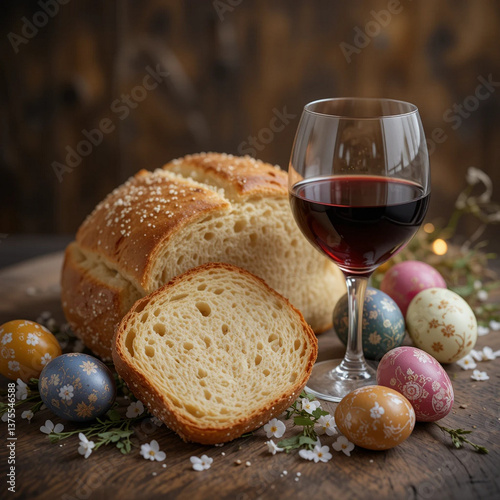 The symbols of Easter celebration are bread and wine