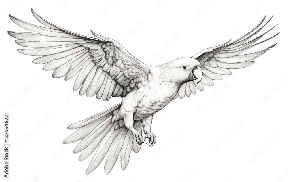 Fototapeta premium PNG Parrot drawing animal sketch.