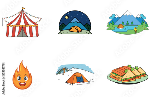 Camping Energy. A Bundle of Fiery and Dynamic Collection Icons