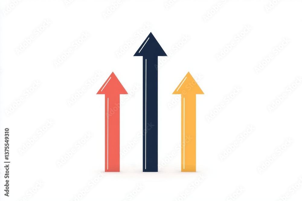 Stylish upward arrows representing growth and progress in a minimalist design on a white background. Stylish upward arrows representing growth and progress in a minimalist design on a white background.