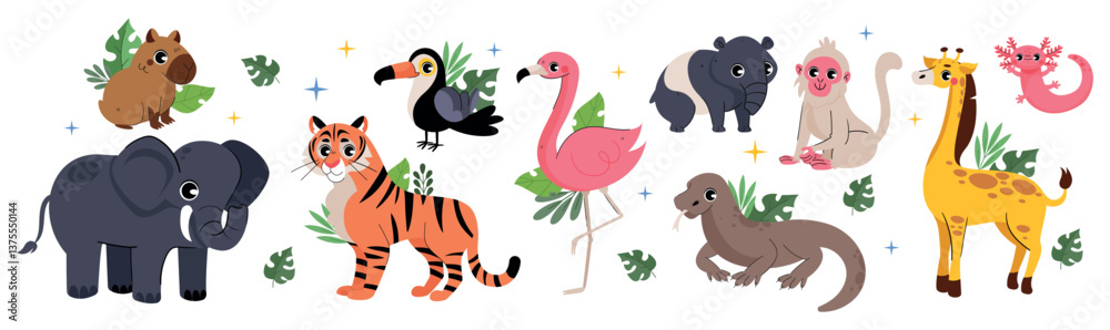 Fototapeta premium Exotic animals icons Collection