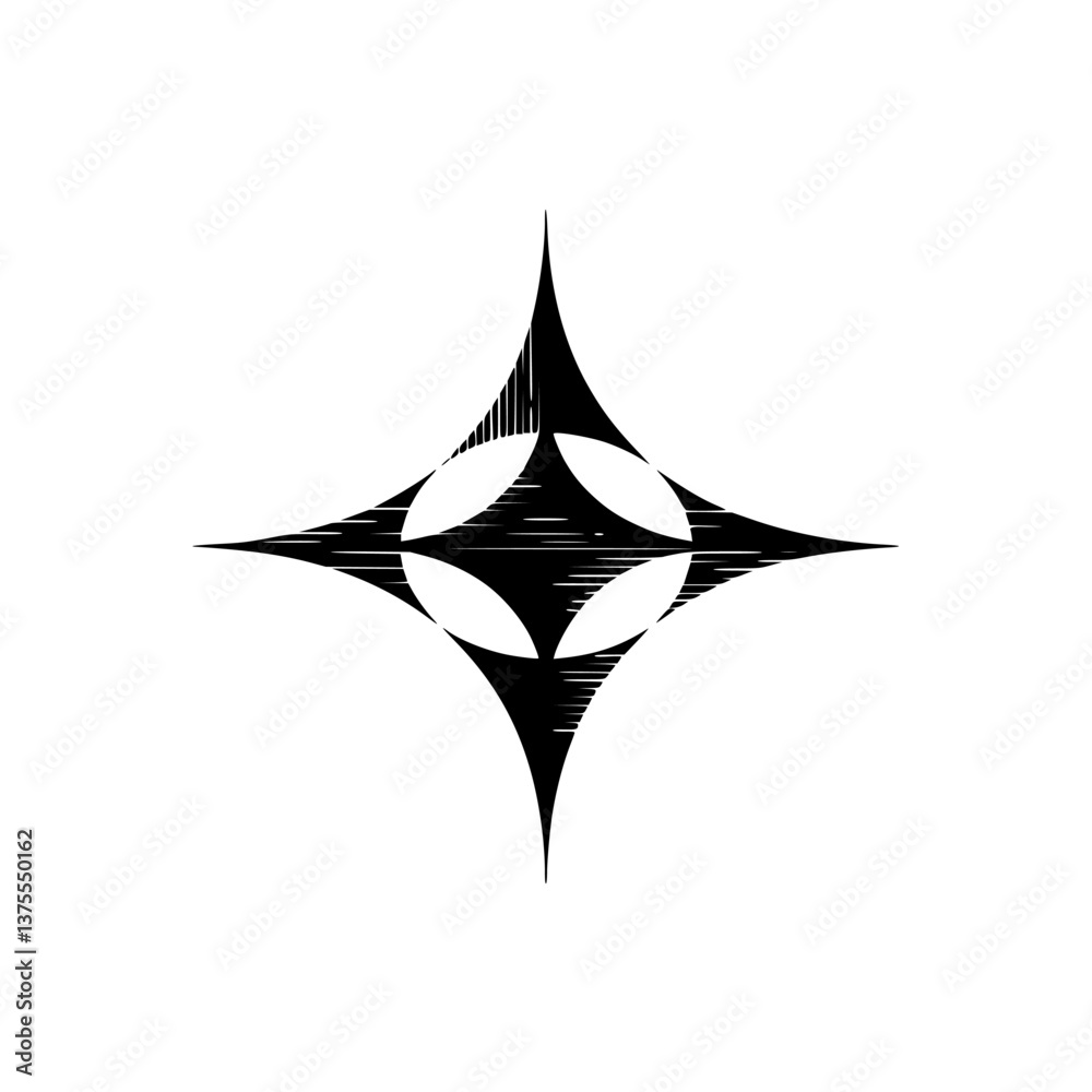 Fototapeta premium Geometric Starburst Design, Minimalist Black and White Graphic