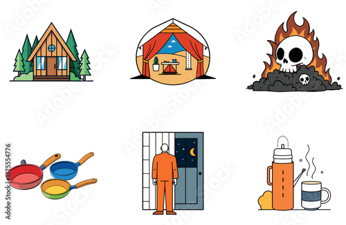 Camping Joy. A Bundle of Friendship and Togetherness Collection Icons