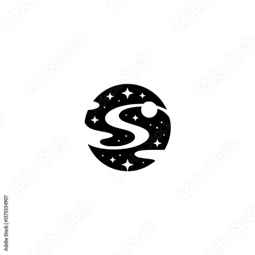 Minimalist Cosmos Logo: Starry Path Through Space