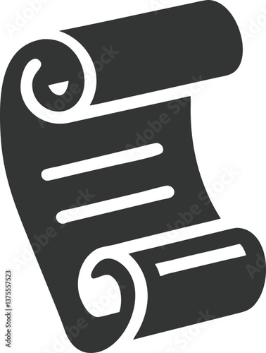Scroll with Decorative Curls and Transparent Background in Glyph Style