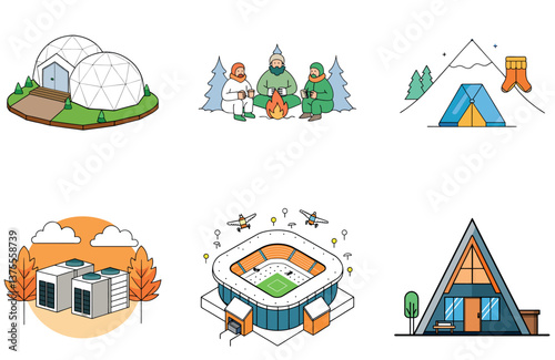 Camping Journey. A Bundle of Resilience and Hope Collection Icons