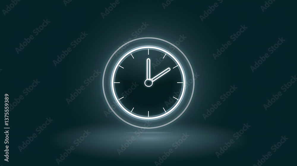 Modern glowing clock graphic; minimalist time concept Modern glowing clock graphic; minimalist time concept