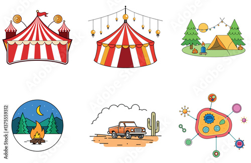Camping Escape. A Bundle of Cozy and Serenity Collection Icons