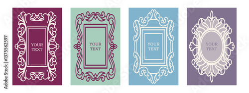 Decorative Vintage Frames or Borders set. Vector retro Design elements for packaging design and invitations.