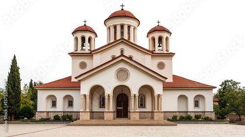 Explore the stunning albanian orthodox church architectural marvel in a serene landscape with intricate details