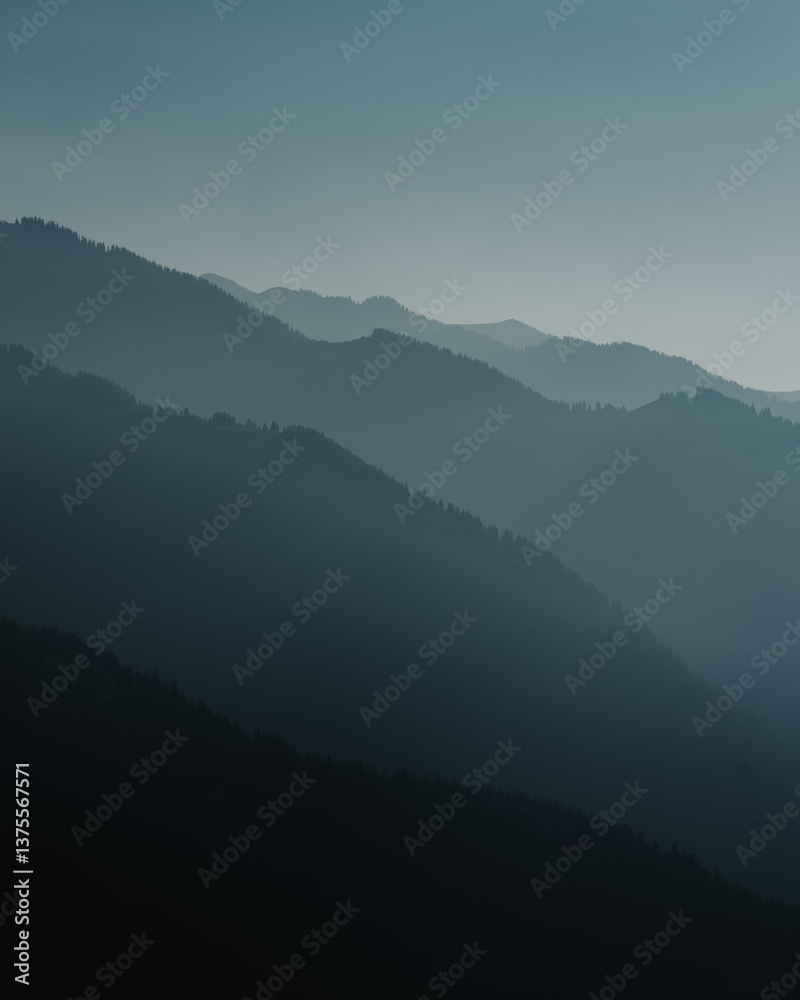 Fototapeta premium misty mountain landscape, mountains layers