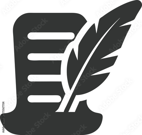 Quill Pen Leaning on a Writing With Transparent Background Icon Design