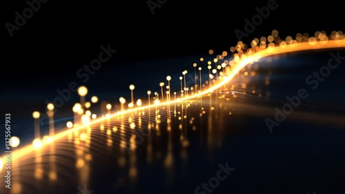 Abstract Gold Light Stream: Visualization of Data Flow and Future Technology