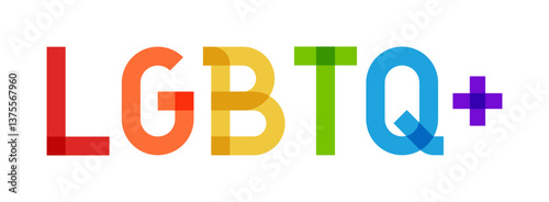 LGBTQ Text Vector. Colorful LGBTQ Rainbow Text Isolated Illustration for Gay Pride Month. LGBTQ Typography with LGBT Pride Flag Colors. 