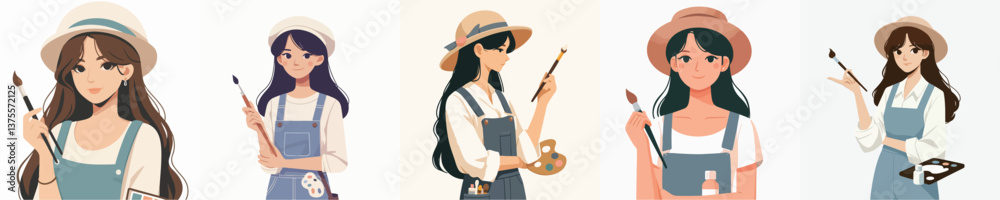 Vector of a beautiful young female artist Vector of a beautiful young female artist
