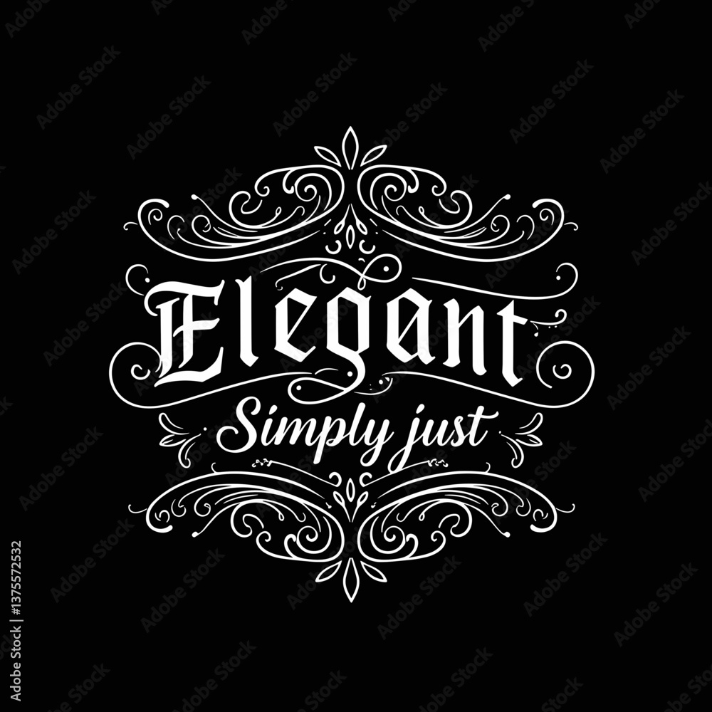 Elegant typography design with ornate elements on a black background Elegant typography design with ornate elements on a black background