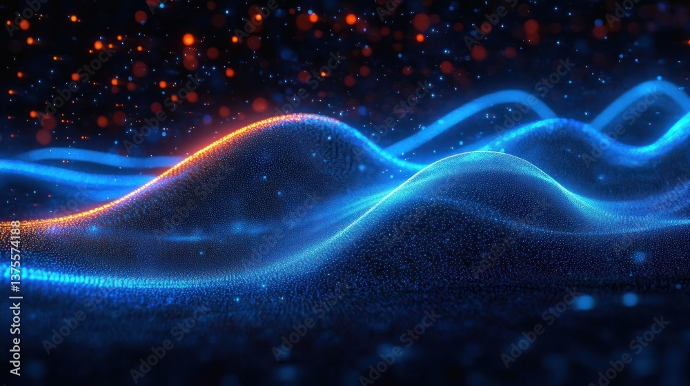 Fototapeta premium futuristic digital wave technology background glowing neon lights abstract motion graphic visualisation flow