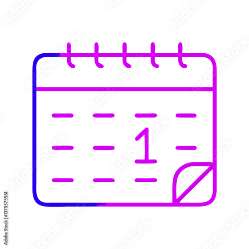 Gradient line illustration of a period calendar, symbolizing menstrual cycle tracking, wellness planning, and feminine health monitoring.
