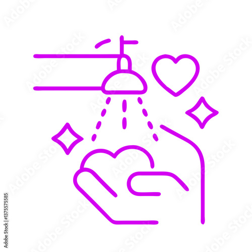 Minimal gradient line illustration of intimate wash, symbolizing cleanliness, freshness, and hygiene care during menstrual wellness routine.
