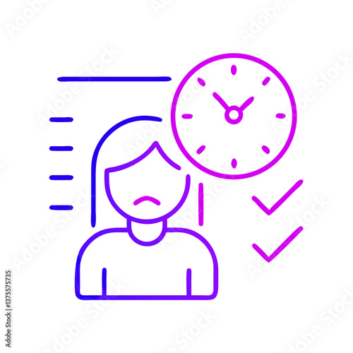 Gradient line icon of a PMS tracker, showing mood swings and period timing, for menstrual wellness and cycle monitoring.
