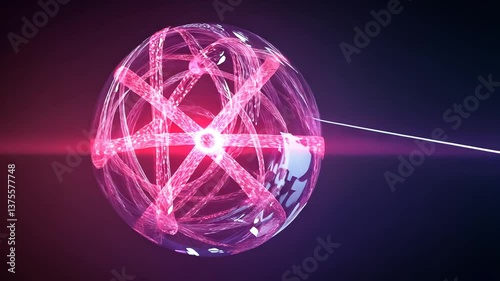 Abstract Animated Globe with Interconnected Glowing Lines in a Techy Environment