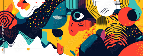Abstract geometric shapes and patterns with bold colors - vector.