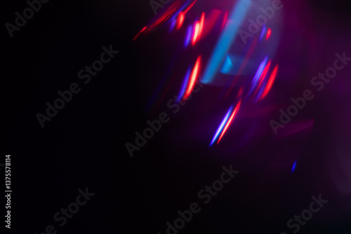 Blur neon light. Lens flare overlay. Bokeh fluorescent flash gleam.