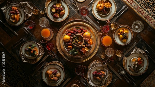 Obraz na płótnie Festive Moroccan Dinner Table Setting w salonie