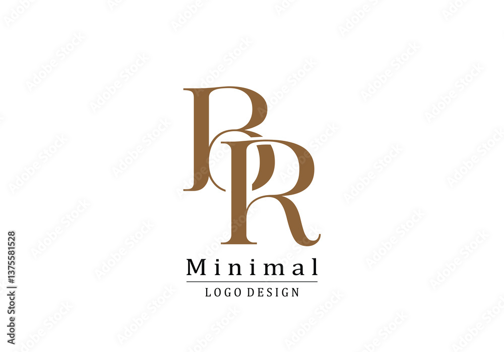 BR Minimalist initials logo vector, White background. BR Minimalist initials logo vector, White background.