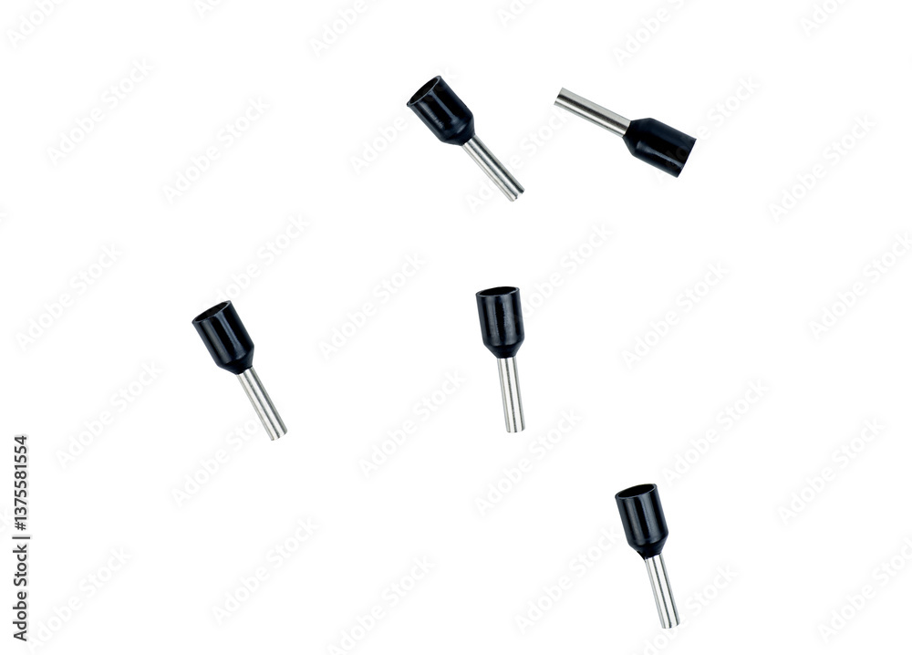Obraz premium Copper lugs isolated on a white background. Top view