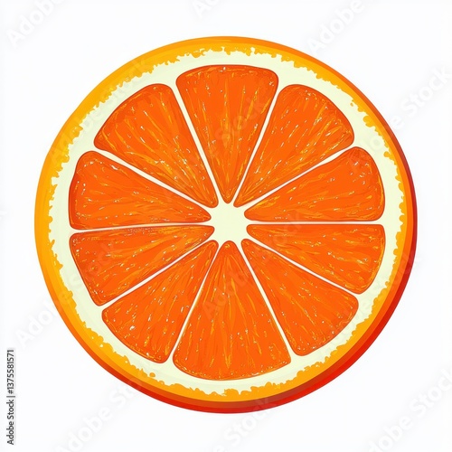 Juicy Fresh Orange Slice Illustration in Flat Design Style