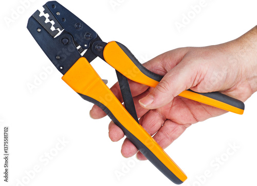 Tableau sur toile Hand hold crimper isolated on a white background