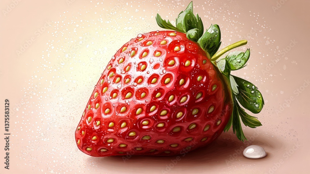 Fresh Strawberry on Light Beige Background