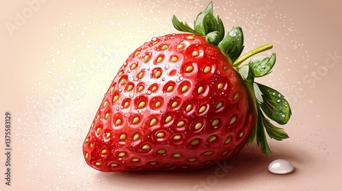 Obraz na płótnie Fresh Strawberry on Light Beige Background w salonie