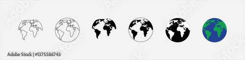world map, globe, simplified line art, minimalist, vector graphics, flat design, black and white
