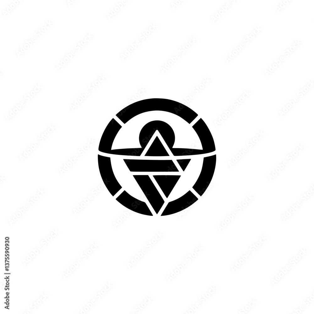 Geometric Emblem: Abstract Black Icon on Light Grey Geometric Emblem: Abstract Black Icon on Light Grey