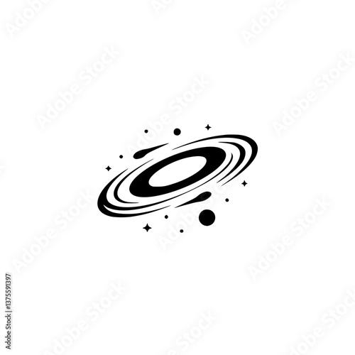 Minimalist Galaxy Logo, Black & White, Space Design, Vector Graphic